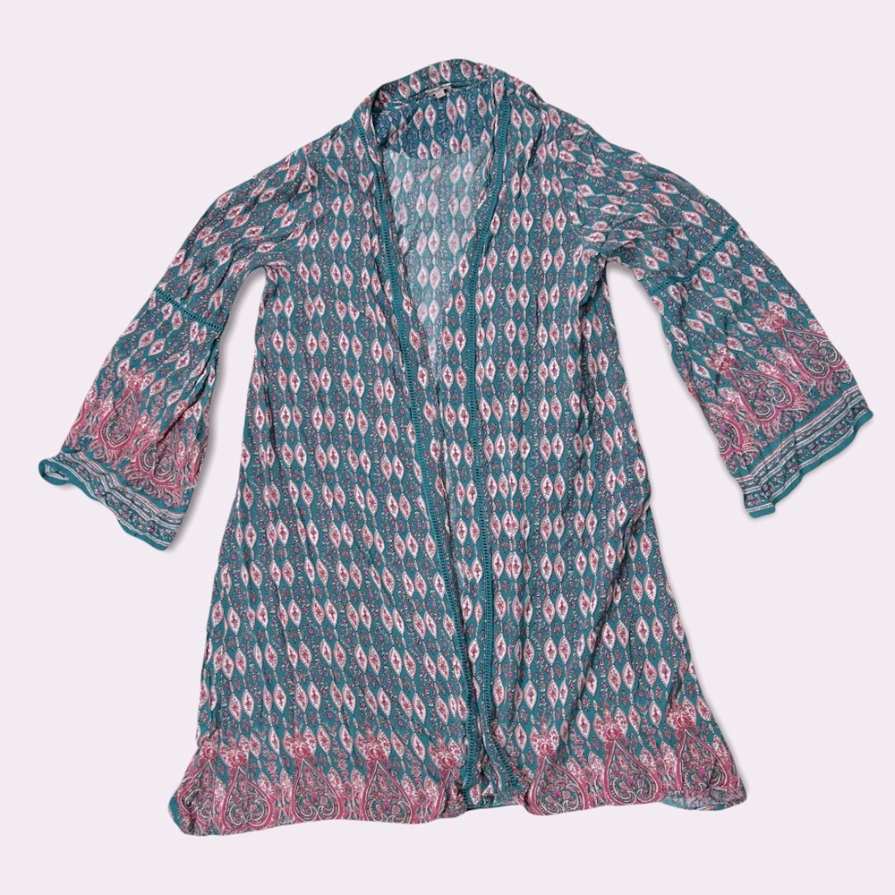 Wonderly Floral Paisley Bell Sleeve Kimono
